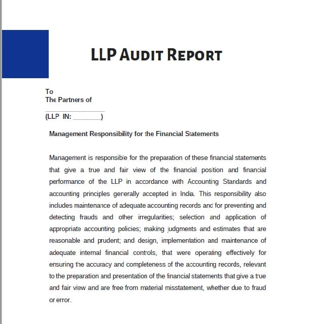 llp audit report fromat download for by ca p and l sheet example accounting equation examples ppt