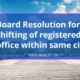 Board Resolution for shifting of registered office within same city